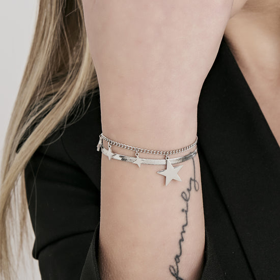 IP BRAZALETE DE ACERO DORADO PARA MUJER CON ESTRELLA