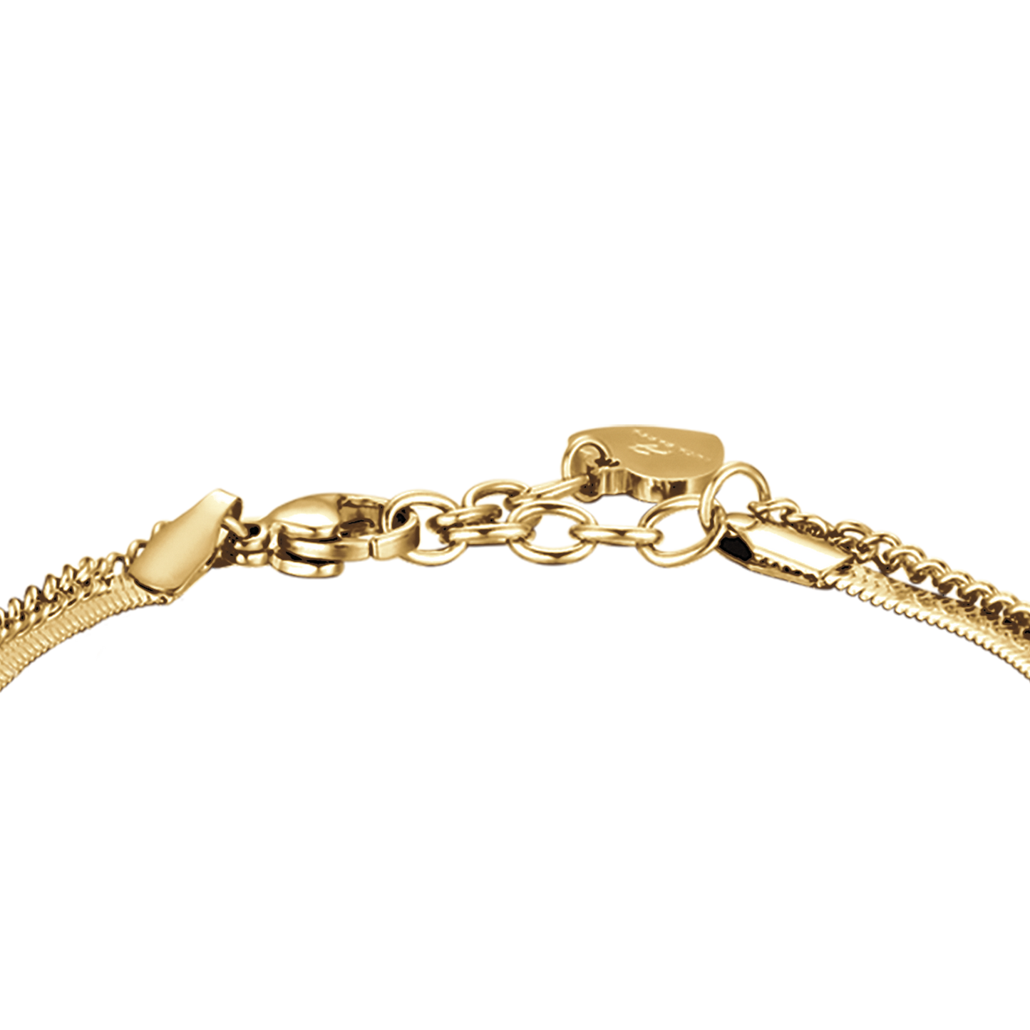 IP PULSERA DE ACERO DORADO PARA MUJER CON CORAZÓN