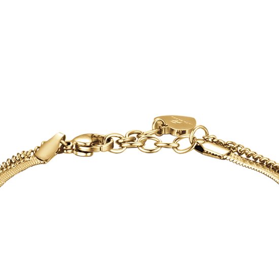 IP PULSERA DE ACERO DORADO PARA MUJER CON CORAZÓN