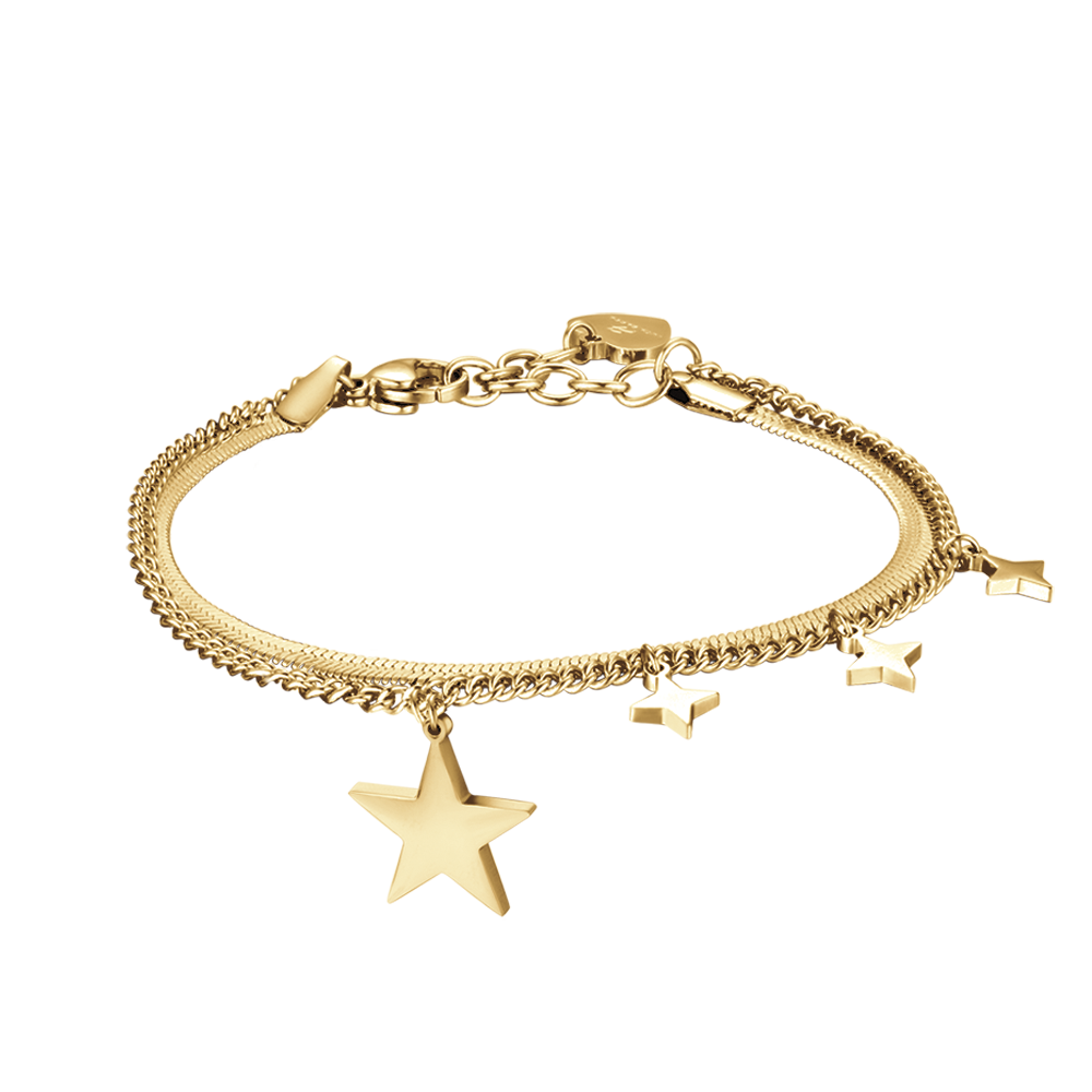 IP BRAZALETE DE ACERO DORADO PARA MUJER CON ESTRELLA