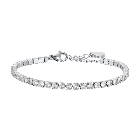 PULSERA DE TENIS DE ACERO PARA MUJER CON CRISTALES BLANCOS