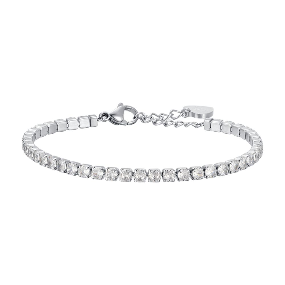 PULSERA DE TENIS DE ACERO PARA MUJER CON CRISTALES BLANCOS