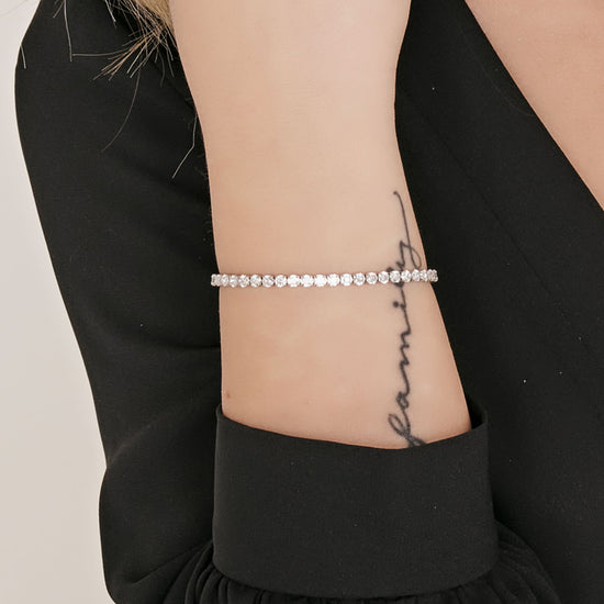 PULSERA DE TENIS DE ACERO PARA MUJER CON CRISTALES BLANCOS