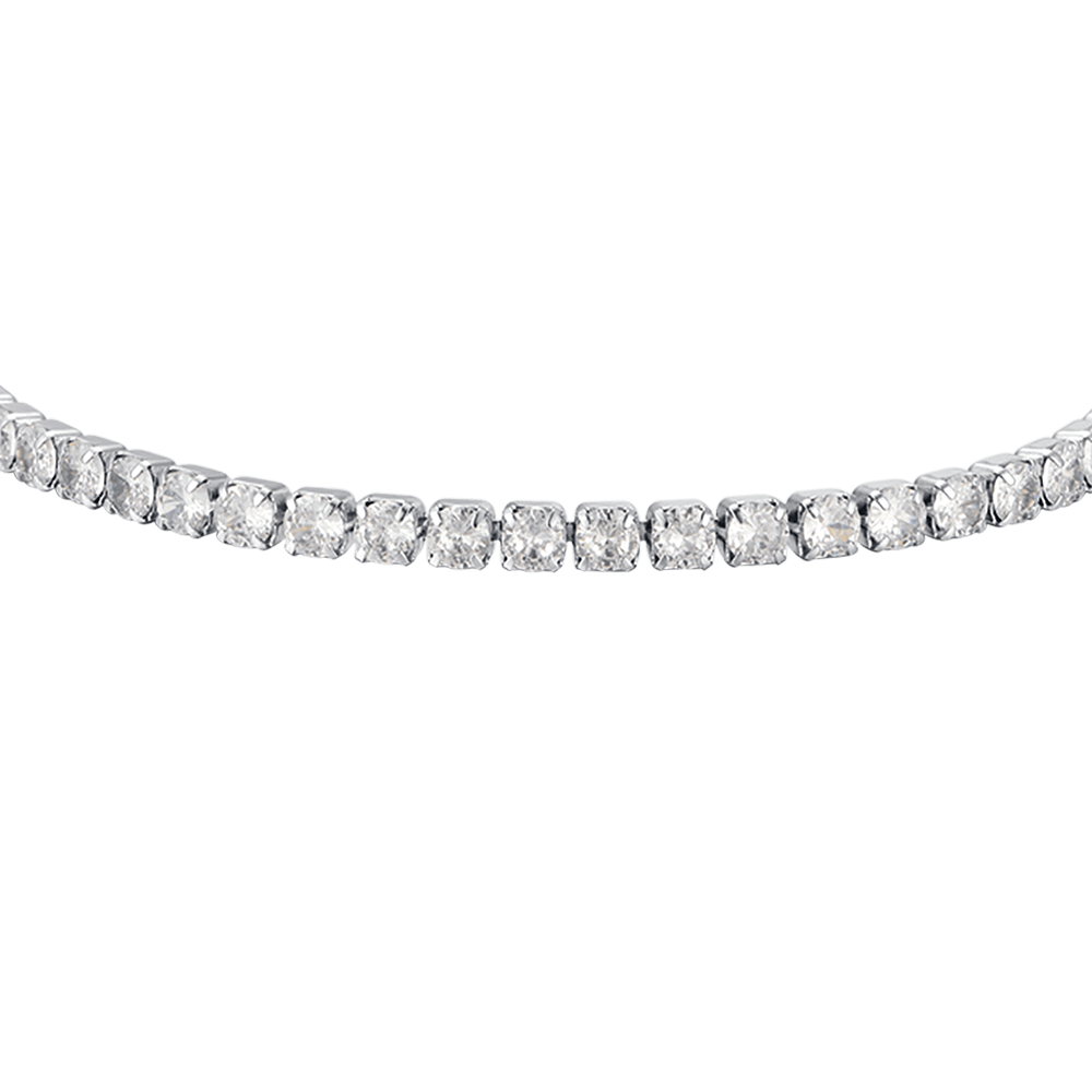 PULSERA DE TENIS DE ACERO PARA MUJER CON CRISTALES BLANCOS