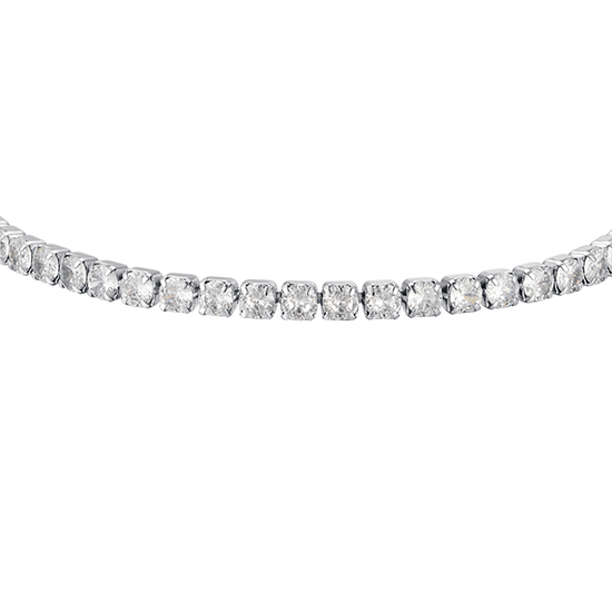 PULSERA DE TENIS DE ACERO PARA MUJER CON CRISTALES BLANCOS