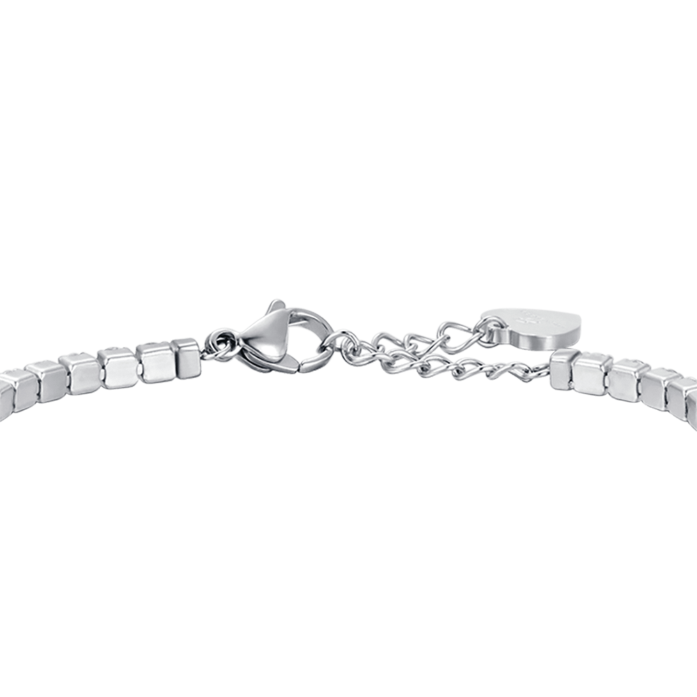PULSERA DE TENIS DE ACERO PARA MUJER CON CRISTALES BLANCOS
