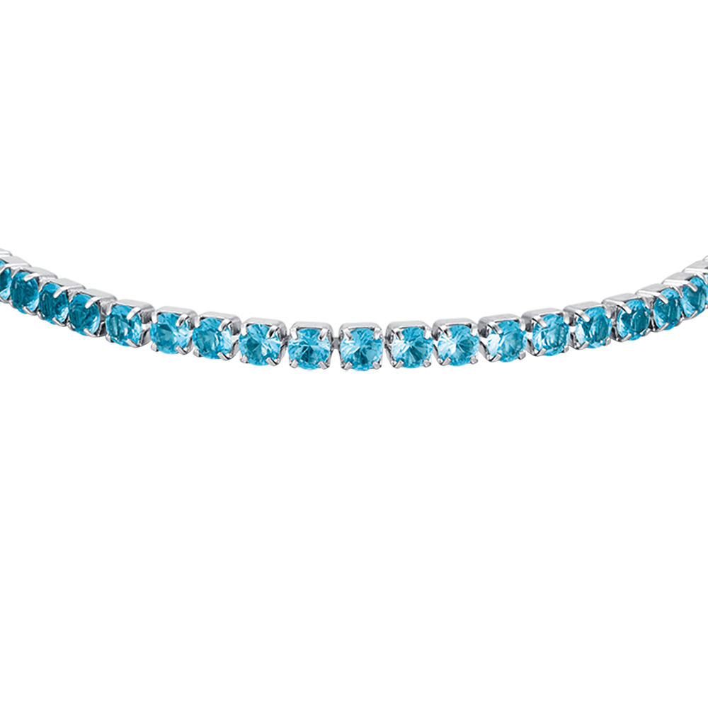 PULSERA DE TENIS DE ACERO PARA MUJER CON CRISTALES AZULES