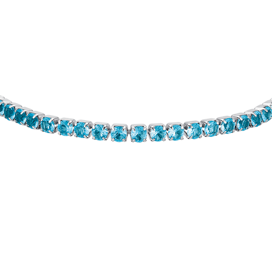 PULSERA DE TENIS DE ACERO PARA MUJER CON CRISTALES AZULES