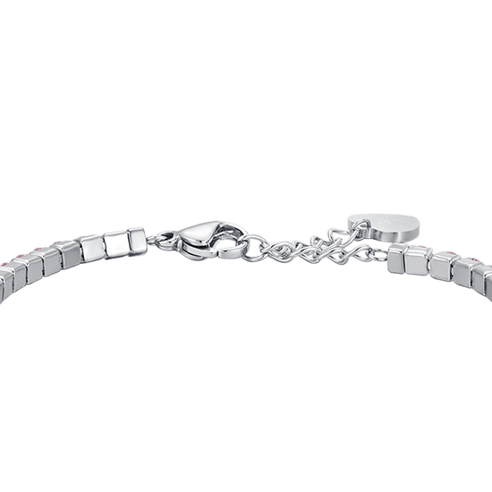 PULSERA DE TENIS DE ACERO PARA MUJER CON CRISTALES ROSAS