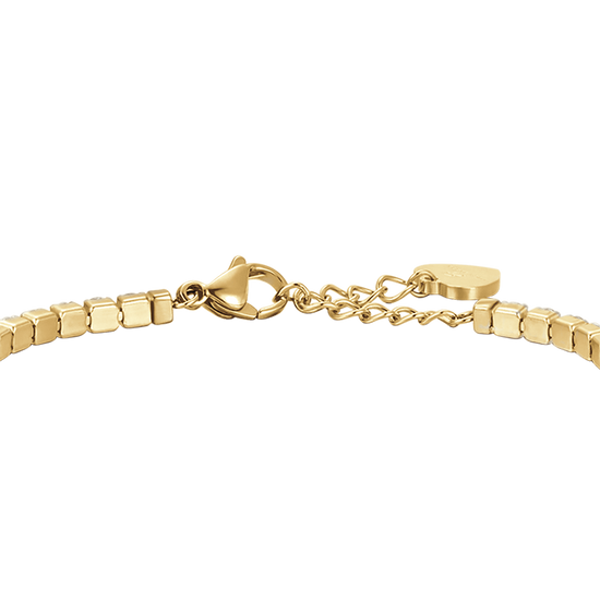 IP BRAZALETE DE ACERO DORADO PARA MUJER CON CRISTALES BLANCOS