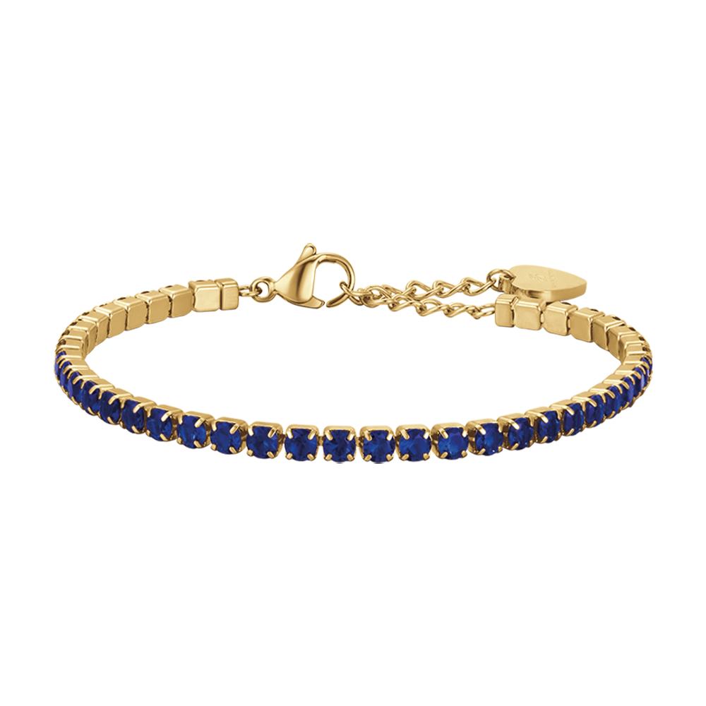 PULSERA DE TENIS PARA MUJERES EN ACERO ORO IP CON CRISTALES AZULES Luca Barra