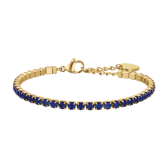 PULSERA DE TENIS PARA MUJERES EN ACERO ORO IP CON CRISTALES AZULES Luca Barra