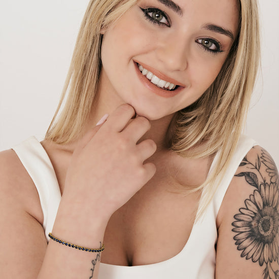 PULSERA DE TENIS DE ACERO IP DE MUJER CON CRISTALES AZULES