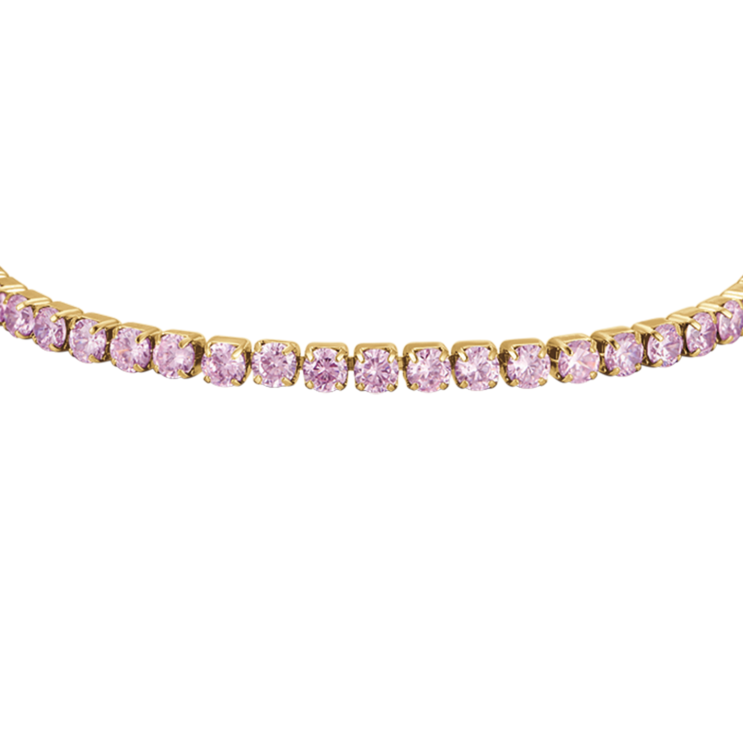 PULSERA DE TENIS DE ACERO IP DE MUJER CON CRISTALES ROSAS