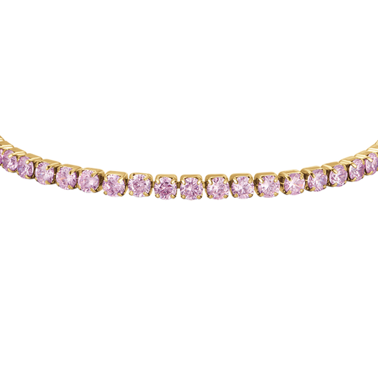 PULSERA DE TENIS DE ACERO IP DE MUJER CON CRISTALES ROSAS