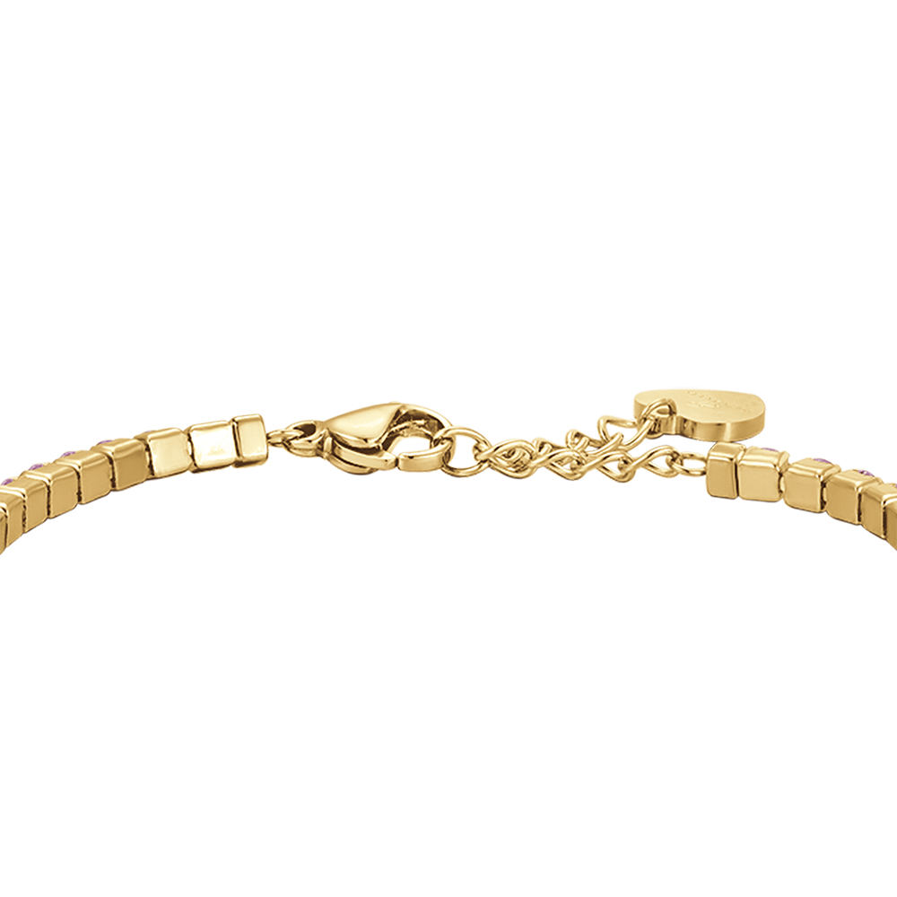 PULSERA DE TENIS DE ACERO IP DE MUJER CON CRISTALES ROSAS