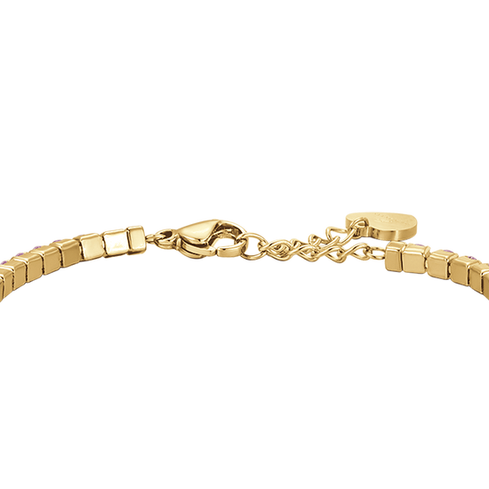 PULSERA DE TENIS DE ACERO IP DE MUJER CON CRISTALES ROSAS