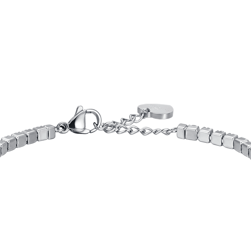 PULSERA DE ACERO PARA MUJER CON CRISTALES BLANCOS Y CORAZÓN DE CRISTAL
