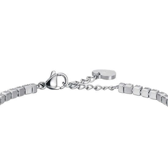 PULSERA DE ACERO PARA MUJER CON CRISTALES BLANCOS Y CORAZÓN DE CRISTAL