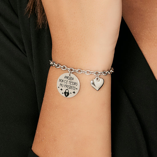 AMISTOSO BRAZALETE DE MUJER DE ACERO NO HAY TESORO MÁS PRECIADO