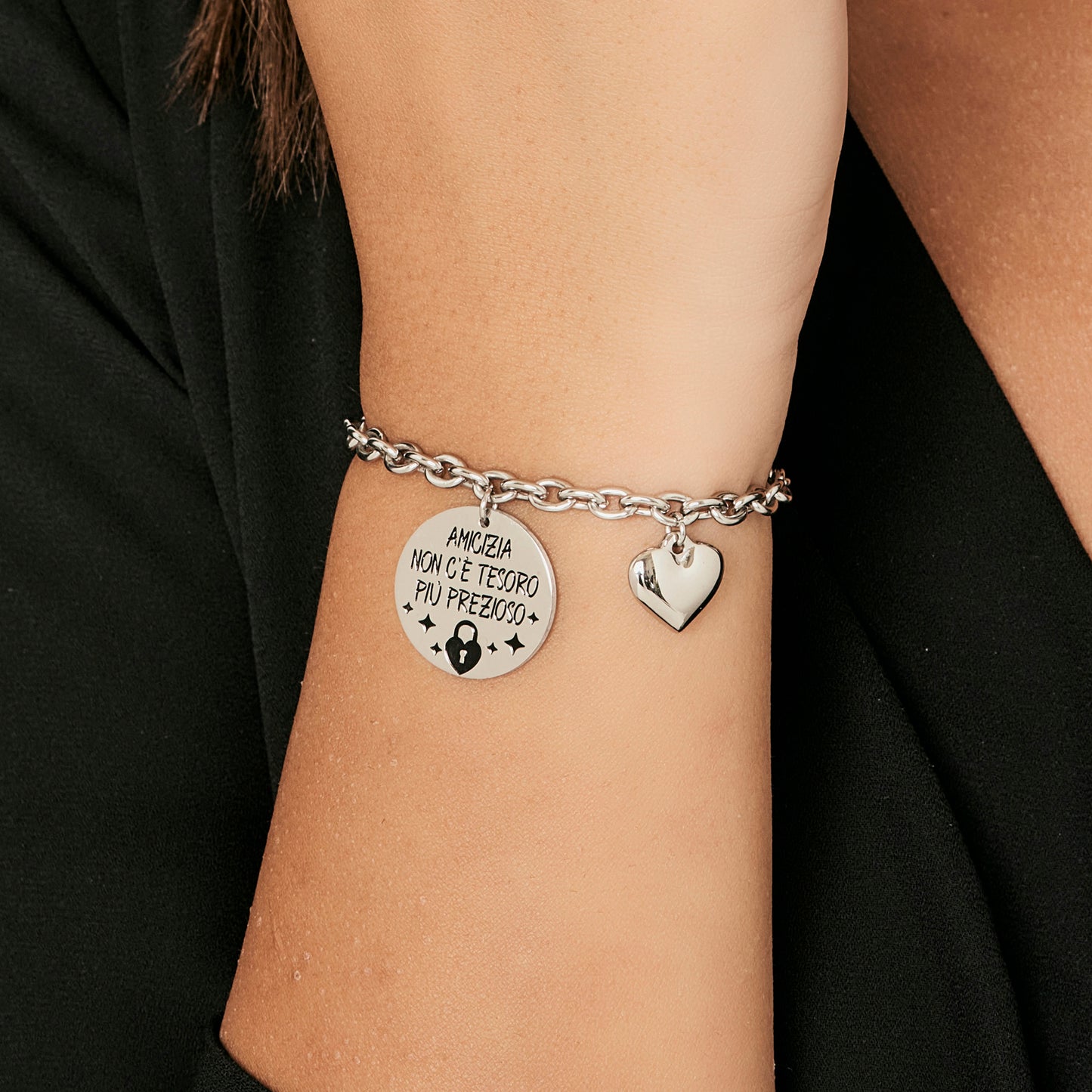 AMISTOSO BRAZALETE DE MUJER DE ACERO NO HAY TESORO MÁS PRECIADO