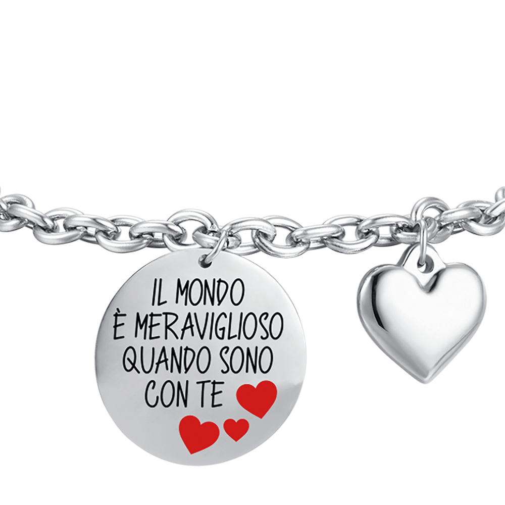 PULSERA DE ACERO PARA MUJER EL MUNDO ES MARAVILLOSO CUANDO ESTOY CONTIGO