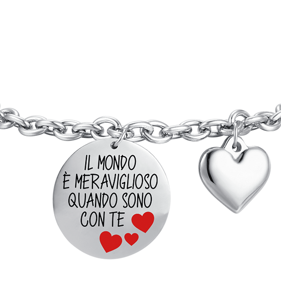 PULSERA DE ACERO PARA MUJER EL MUNDO ES MARAVILLOSO CUANDO ESTOY CONTIGO