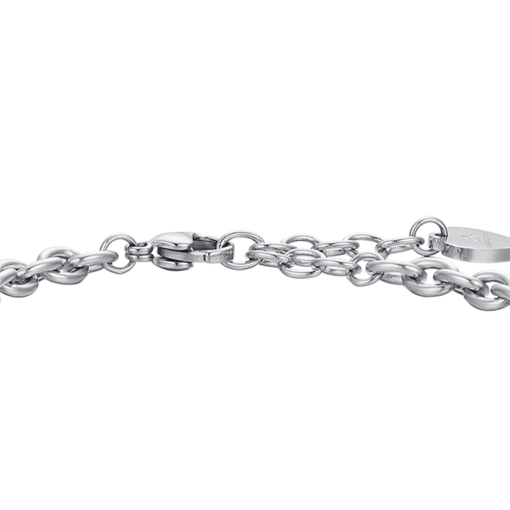 PULSERA DE ACERO PARA MUJER CON CRISTALES BLANCOS