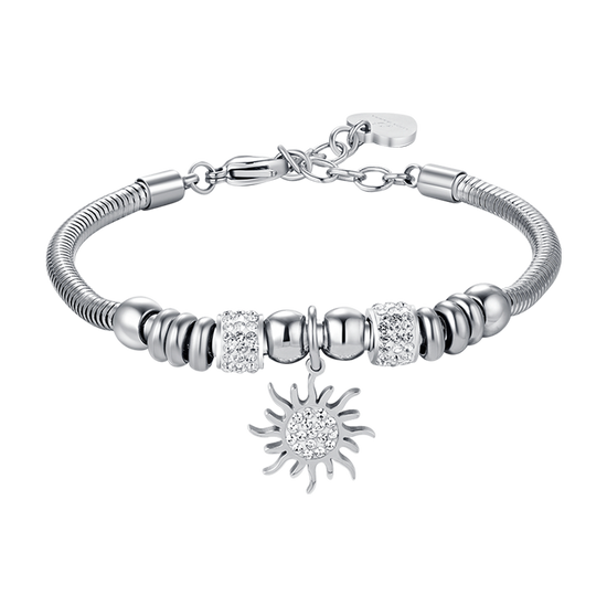 BRAZALETE DE ACERO PARA MUJER CON CRISTALES BLANCOS