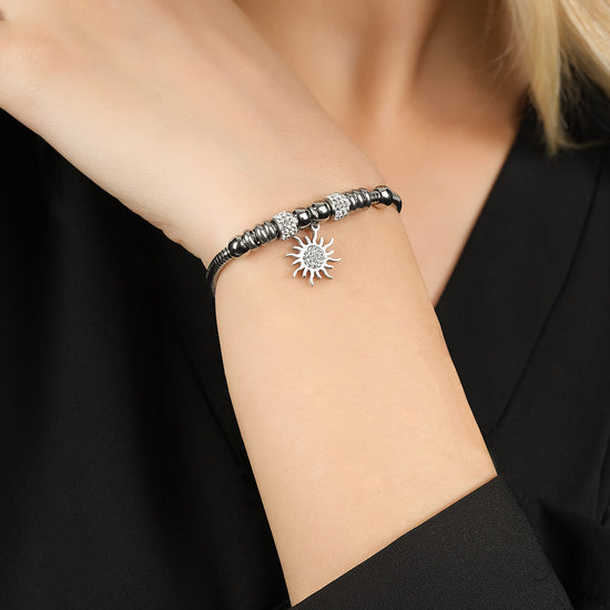 BRAZALETE DE ACERO PARA MUJER CON CRISTALES BLANCOS