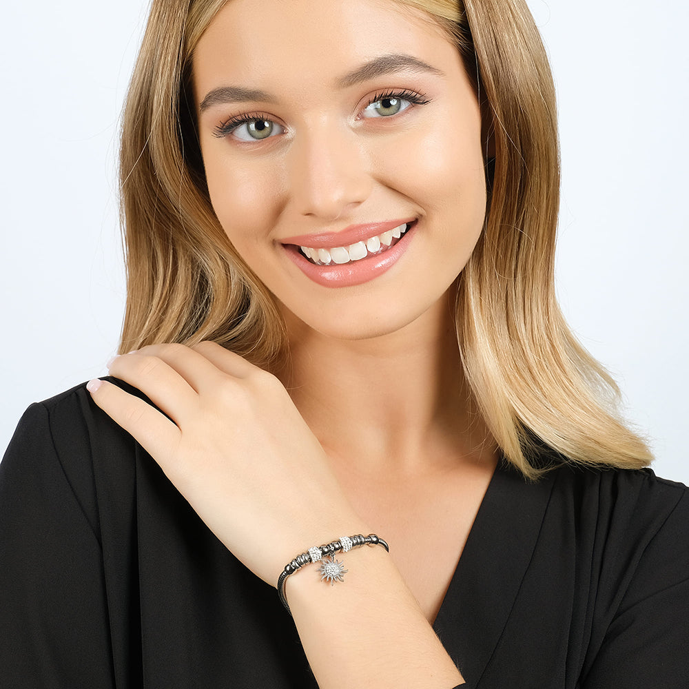 BRAZALETE DE ACERO PARA MUJER CON CRISTALES BLANCOS