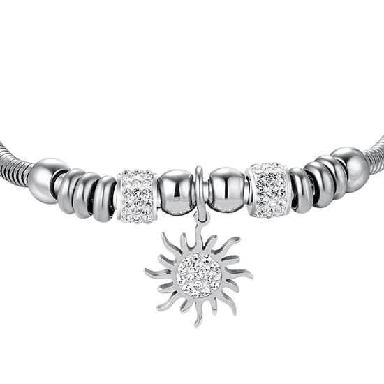 BRAZALETE DE ACERO PARA MUJER CON CRISTALES BLANCOS