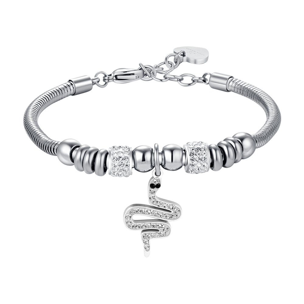 PULSERA DE MUJER EN ACERO CON SERPIENTE CON CRISTALES BLANCOS Luca Barra