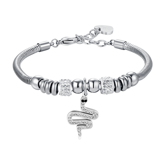PULSERA DE ACERO DE MUJER CON CRISTALES BLANCOS