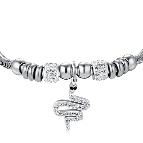PULSERA DE ACERO DE MUJER CON CRISTALES BLANCOS