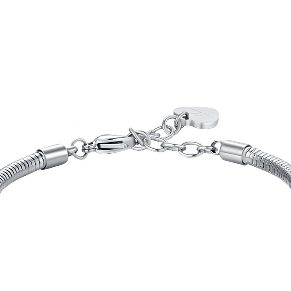 PULSERA DE ACERO PARA MUJER CON FLOR DE LA VIDA CON CRISTALES BLANCOS