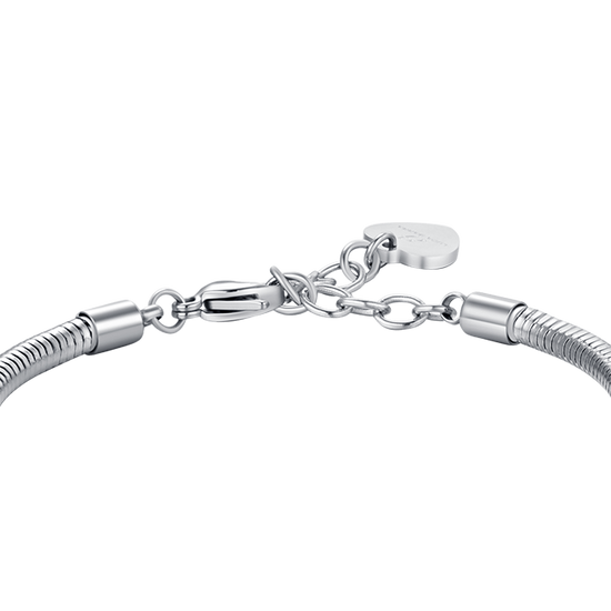 PULSERA DE ACERO DE MUJER CON CORAZÓN Y CRISTALES BLANCOS