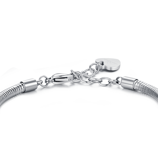 PULSERA DE ACERO PARA MUJER CON TRÉBOL DE CUATRO HOJAS CON CRISTALES BLANCOS