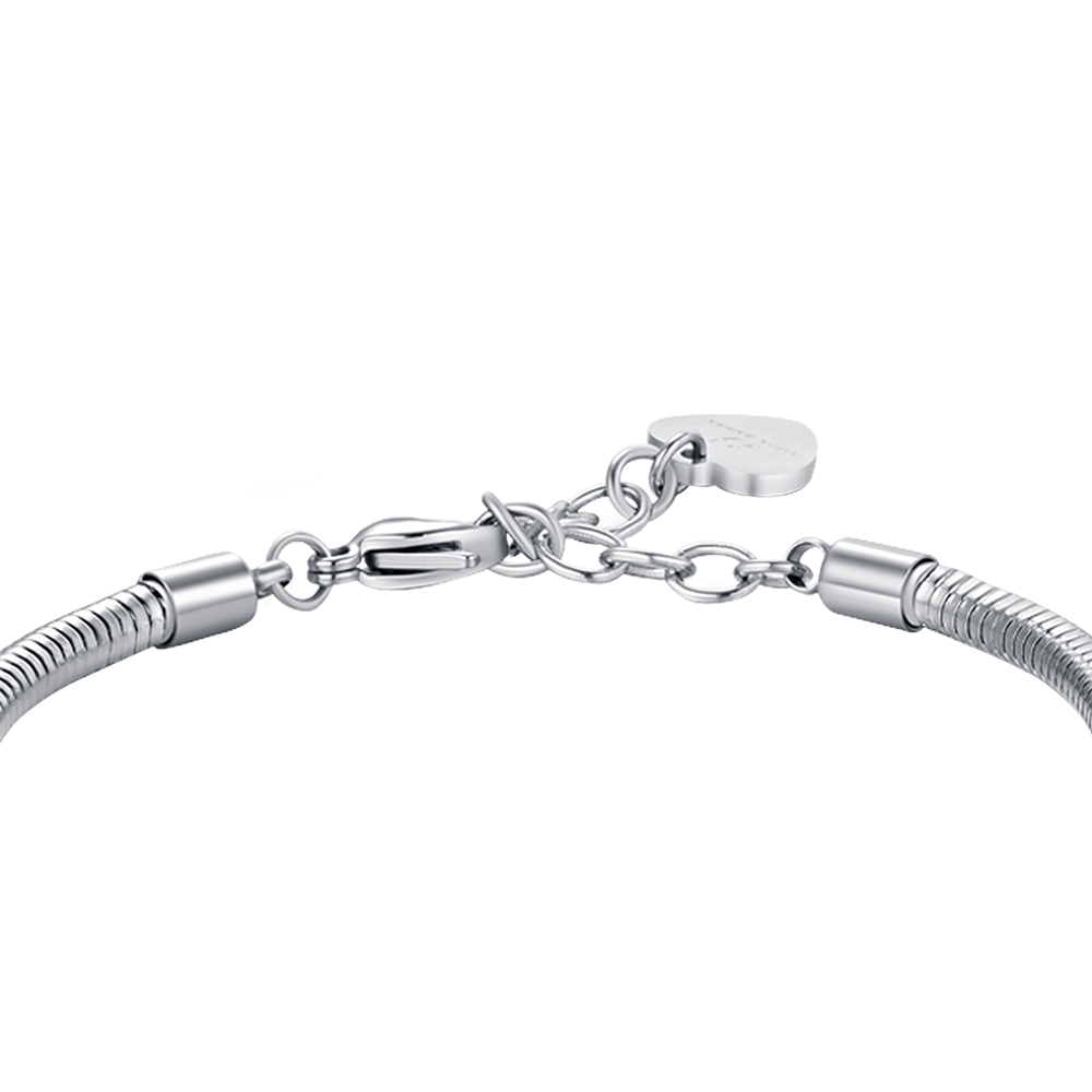 PULSERA DE ACERO PARA MUJER CON FLOR DE LA VIDA CON CRISTALES BLANCOS