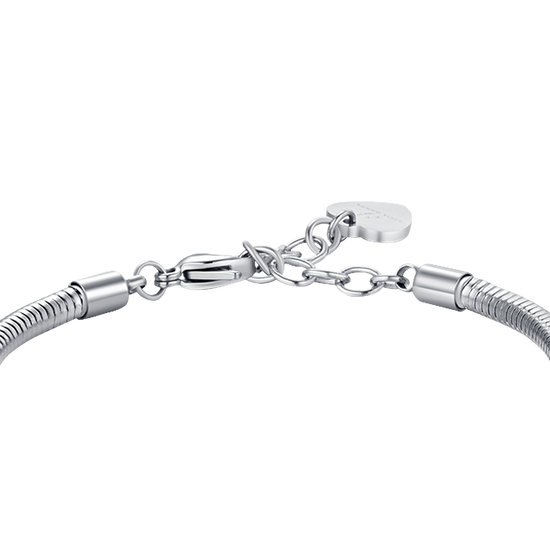 PULSERA DE ACERO PARA MUJER CON TRÉBOL DE CUATRO HOJAS CON CRISTALES BLANCOS