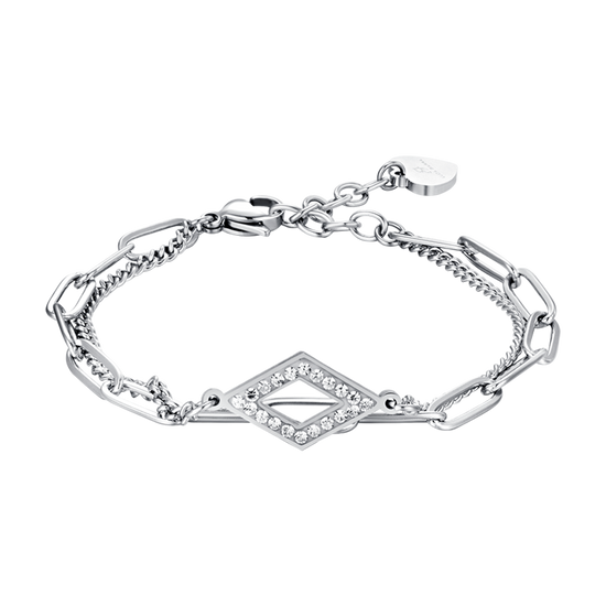 IP PULSERA DE ACERO DORADO PARA MUJER CON CRISTALES BLANCOS