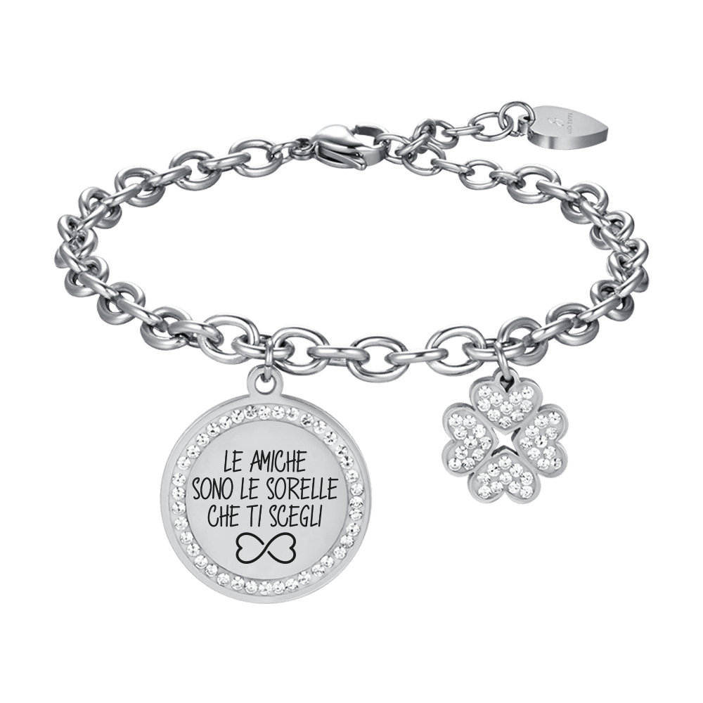 PULSERA DE ACERO PARA MUJER TUS AMIGAS SON LAS HERMANAS QUE ELIJAS CON ESMALTE