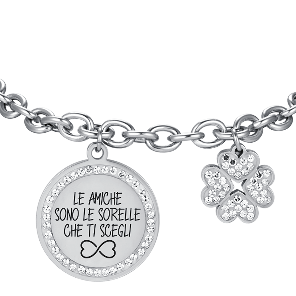 PULSERA DE ACERO PARA MUJER TUS AMIGAS SON LAS HERMANAS QUE ELIJAS CON ESMALTE