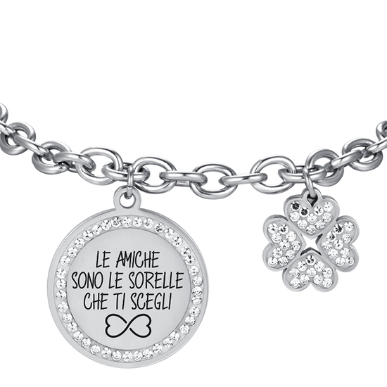 PULSERA DE ACERO PARA MUJER TUS AMIGAS SON LAS HERMANAS QUE ELIJAS CON ESMALTE