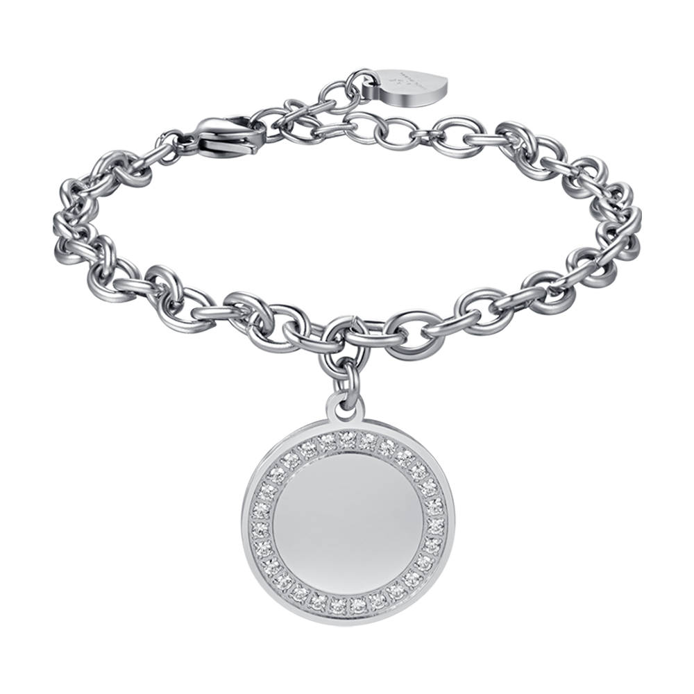 PULSERA DE ACERO PARA MUJER CON CRISTALES BLANCOS