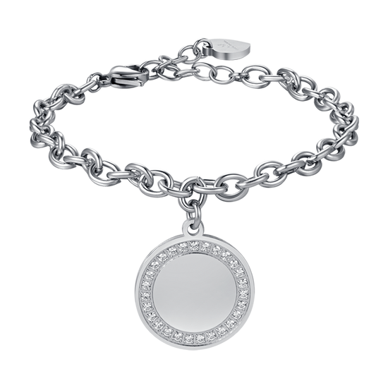 PULSERA DE ACERO PARA MUJER CON CRISTALES BLANCOS