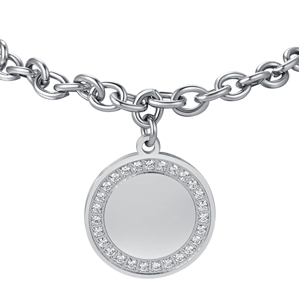 PULSERA DE ACERO PARA MUJER CON CRISTALES BLANCOS