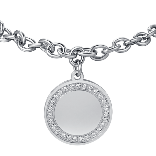 PULSERA DE ACERO PARA MUJER CON CRISTALES BLANCOS