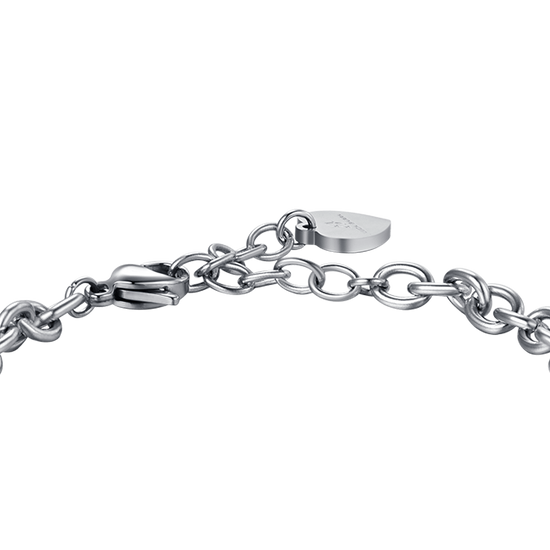PULSERA DE ACERO DE MUJER CON CORAZÓN Y CRISTALES BLANCOS