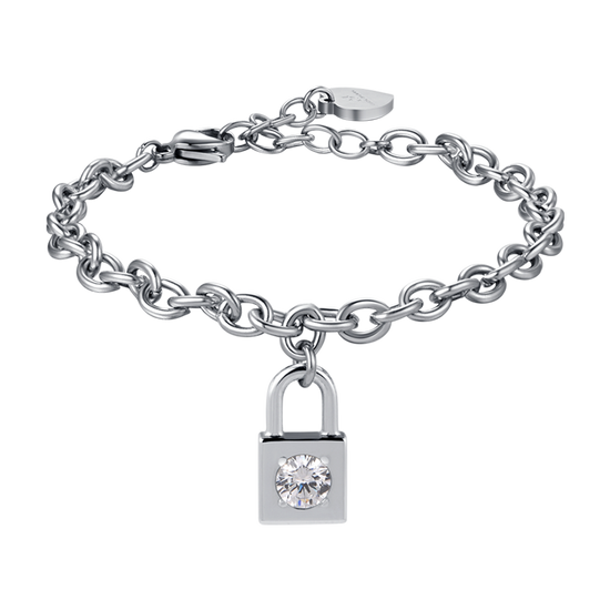 PULSERA DE ACERO PARA MUJER CON CRISTAL BLANCO
